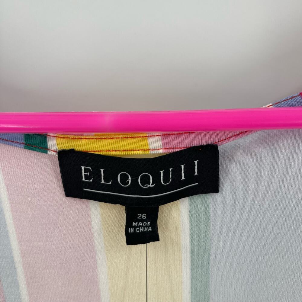 ELOQUII Dress Size 26 Stripe Curvy Plus Wrap Super Stretchy Candy Rainbow NWT - Picture 4 of 14